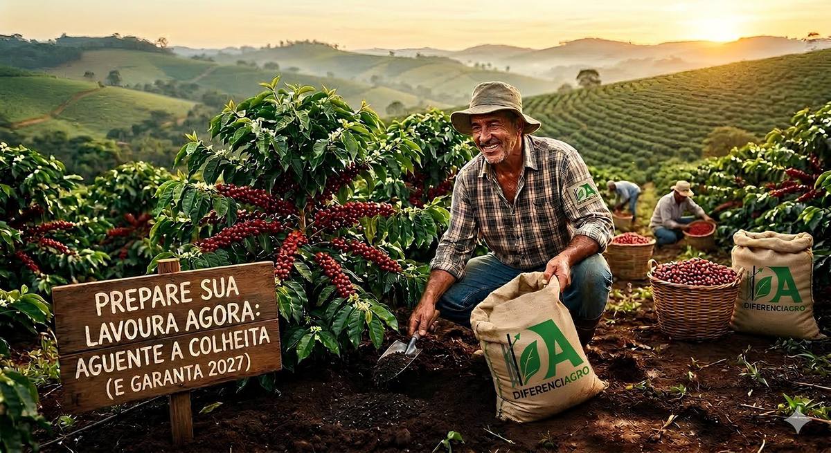 Produtor preparando a lavoura de café antes da colheita