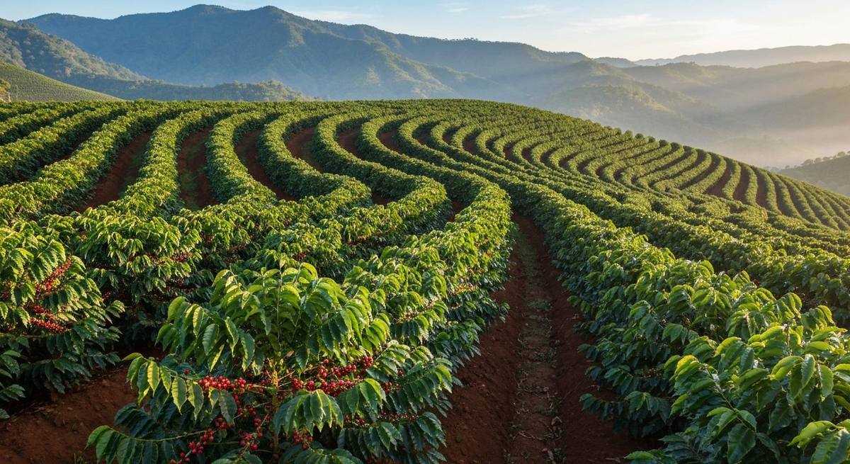 Lavoura de café de montanha no Sul de Minas